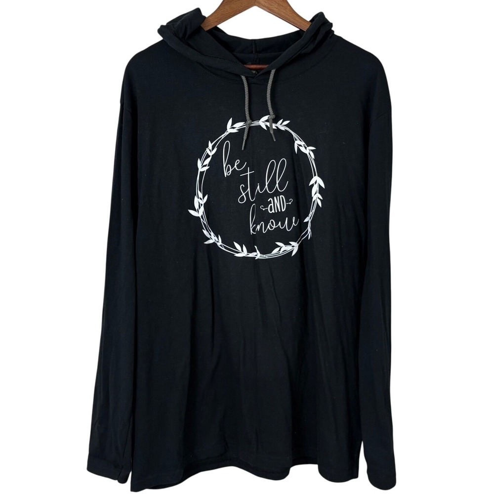 Faith Christian Hoodie Be‎ Still And Know Size XL Black Sweatshirt God Jesus